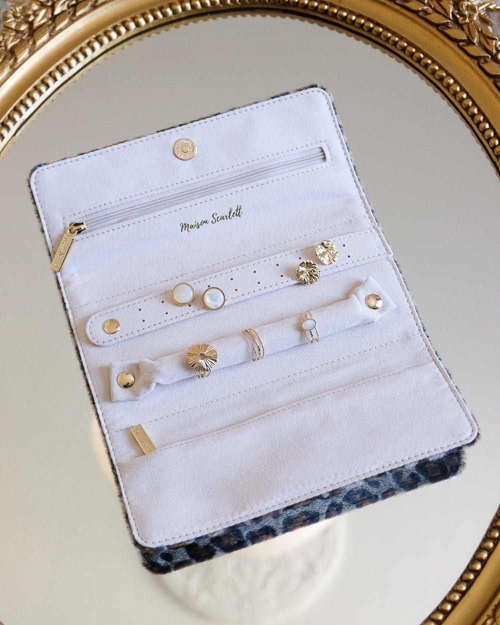 Catherine leopard travel jewelry pouch