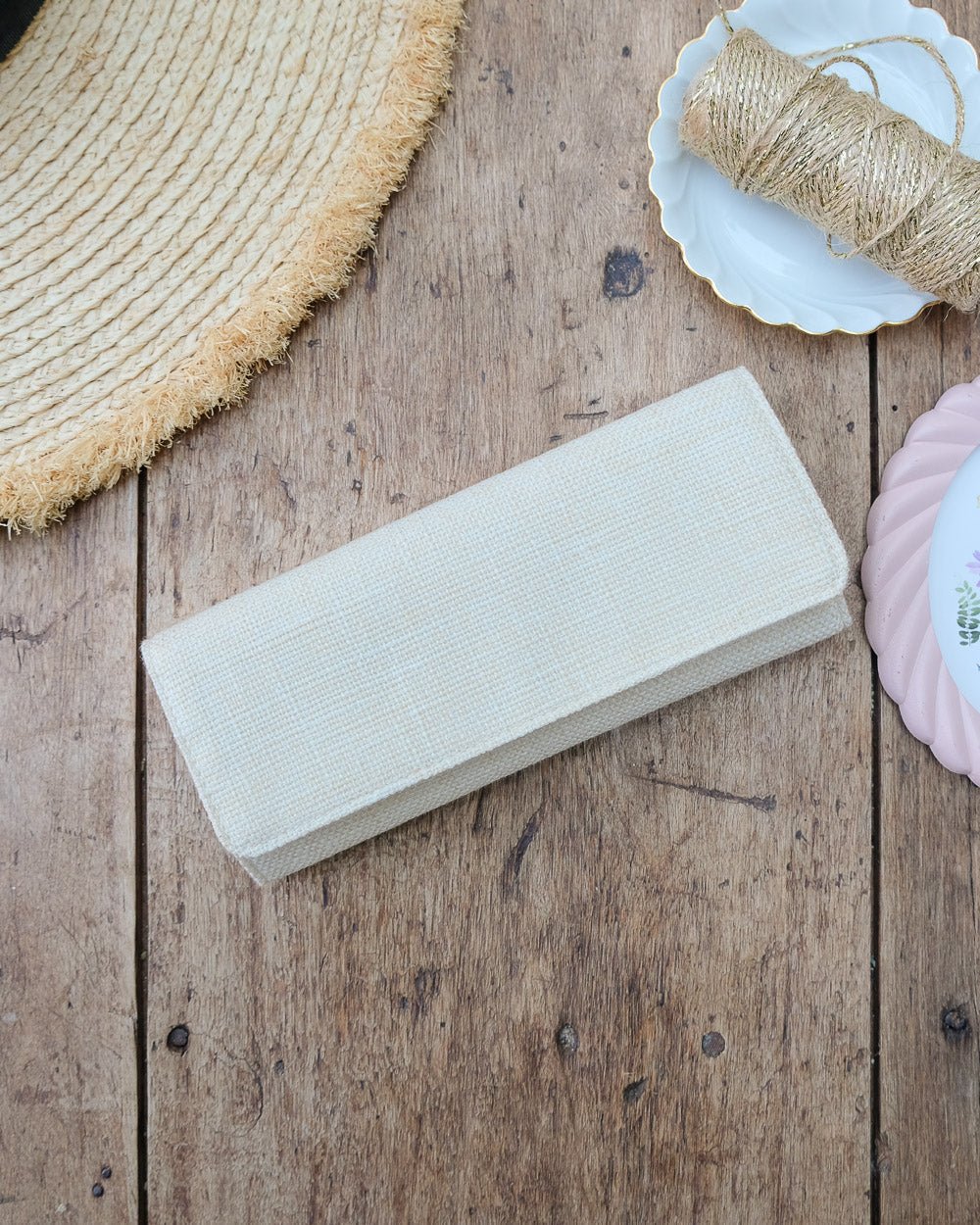 Catherine linen-effect jewelry pouch