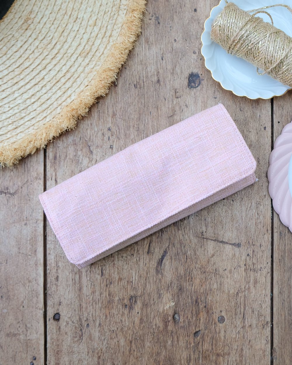 Catherine linen-effect jewelry pouch