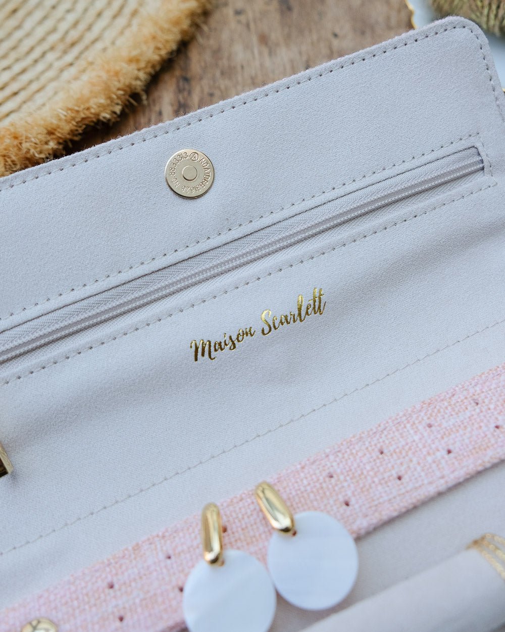 Catherine linen-effect jewelry pouch