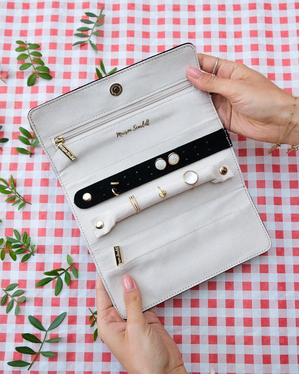 Catherine velvet travel jewelry pouch