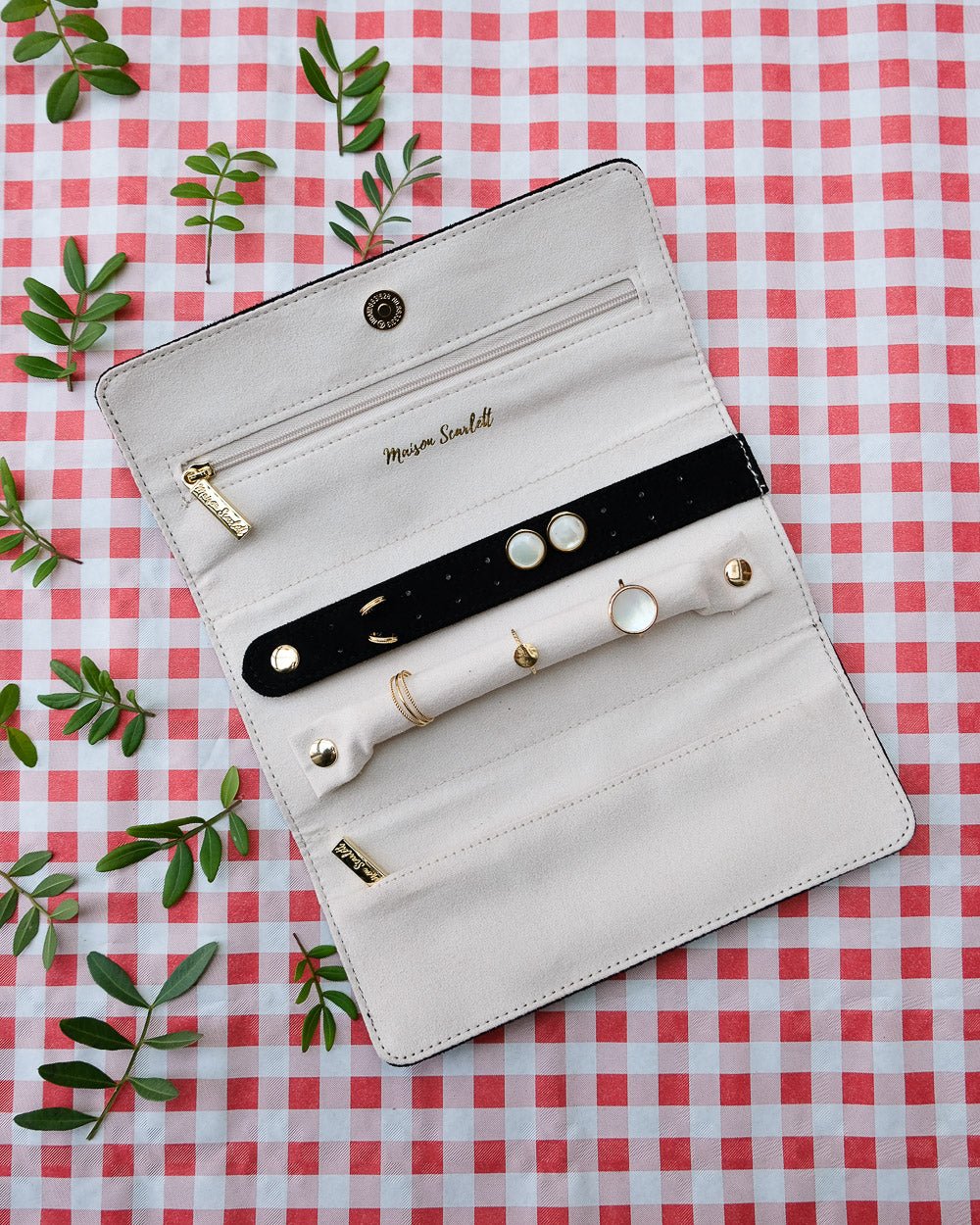 Catherine velvet travel jewelry pouch