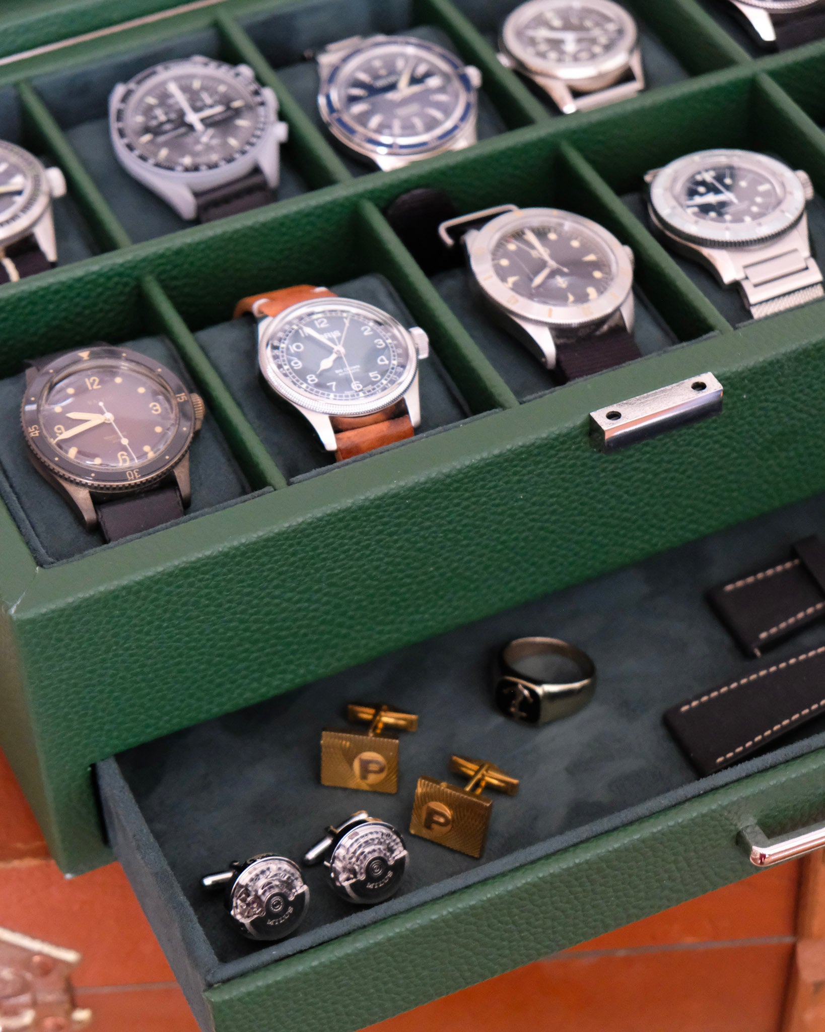 Boîte à montres Jean 10 emplacements + tiroir