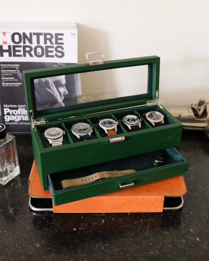 Boîte à montres Jean 5 emplacements + tiroir