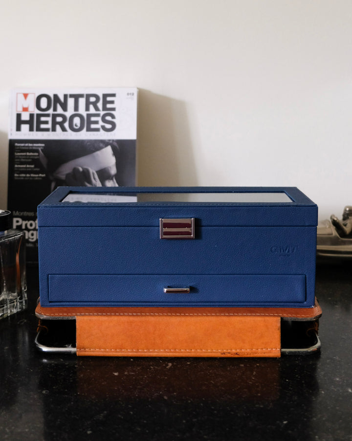 Boîte à montres Jean 5 emplacements + tiroir