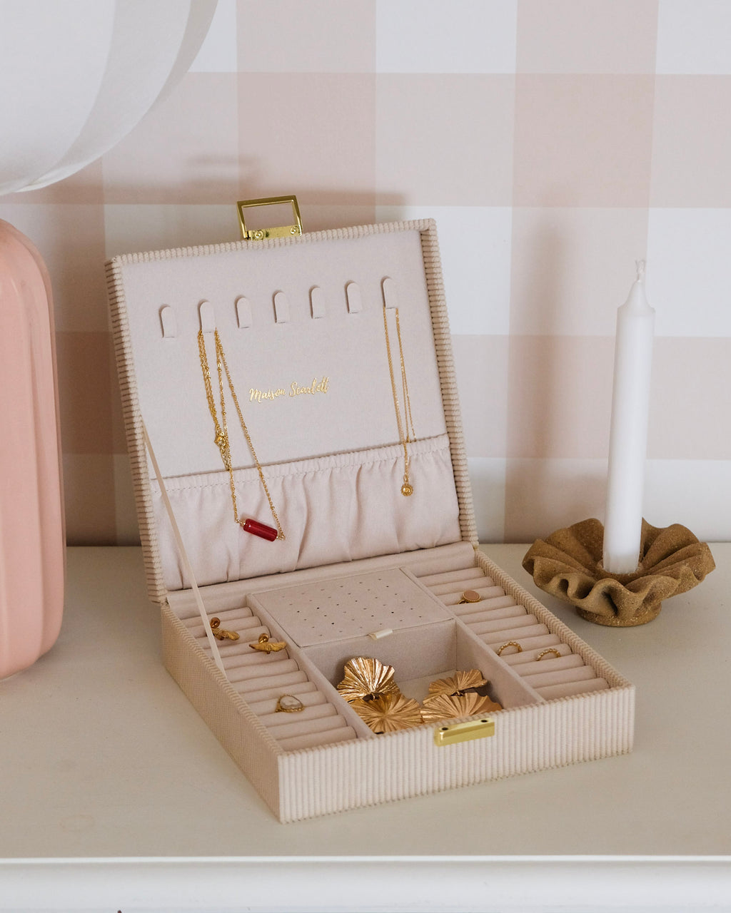 Boîte à bijoux Anne en velours côtelé - outlet