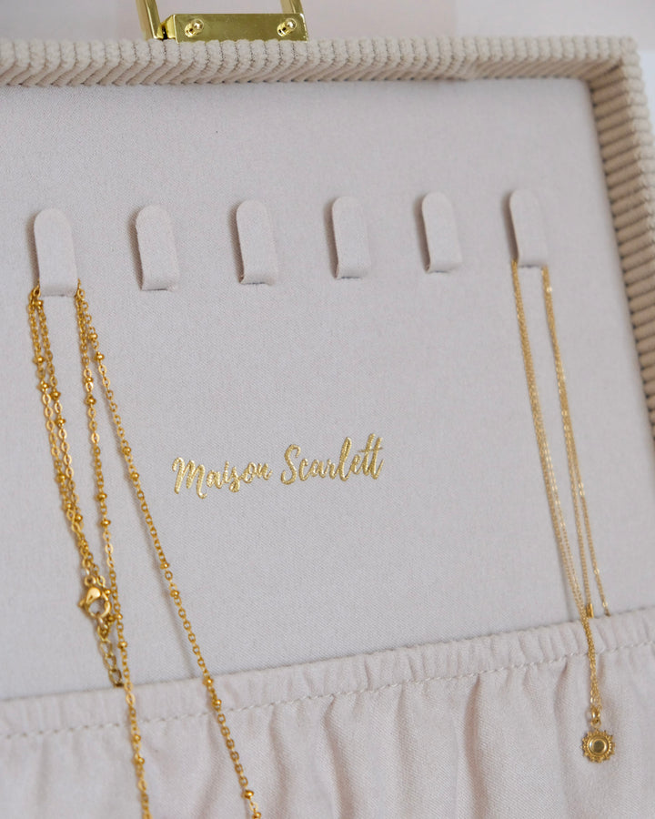 Boîte à bijoux Anne en velours côtelé