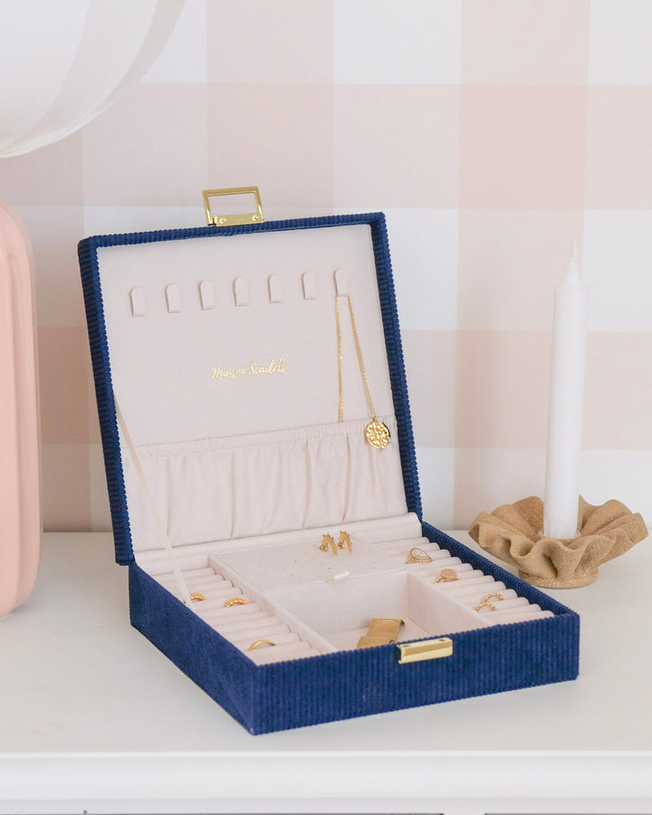 Boîte à bijoux Anne en velours côtelé