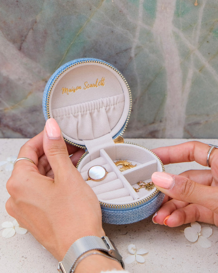 Boîte à bijoux de voyage Yvonne effet lin