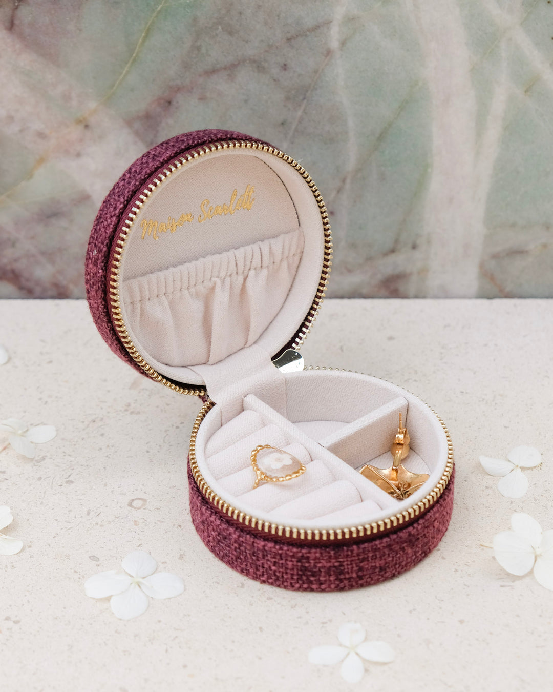 Boîte à bijoux de voyage Yvonne effet lin