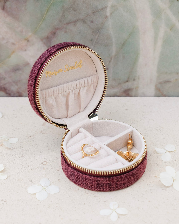 Boîte à bijoux de voyage Yvonne effet lin