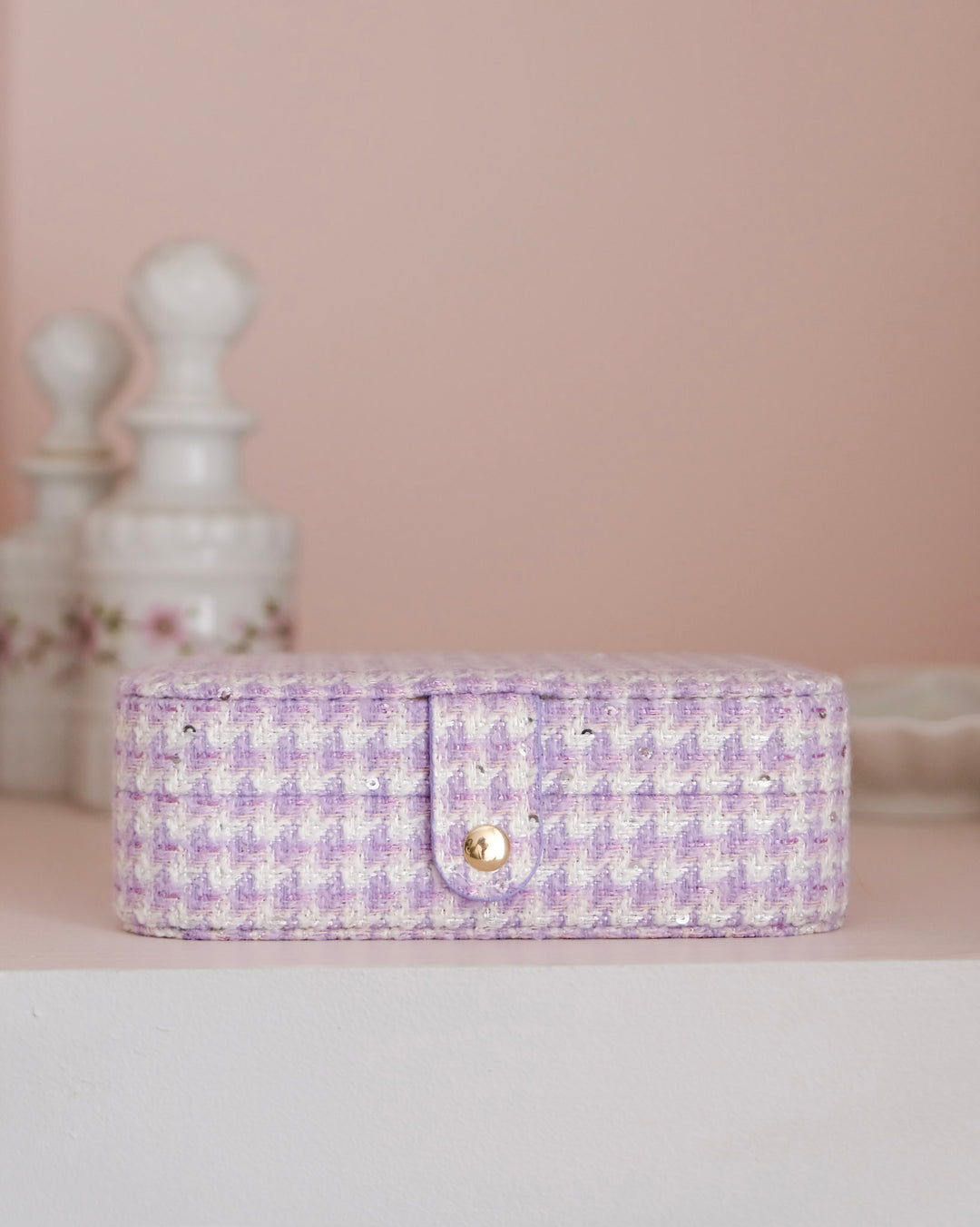 Boîte à bijoux de voyage Brigitte en pied-de-poule