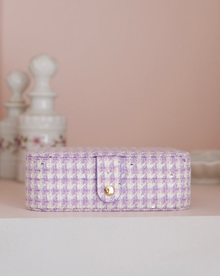 Boîte à bijoux de voyage Brigitte en pied-de-poule