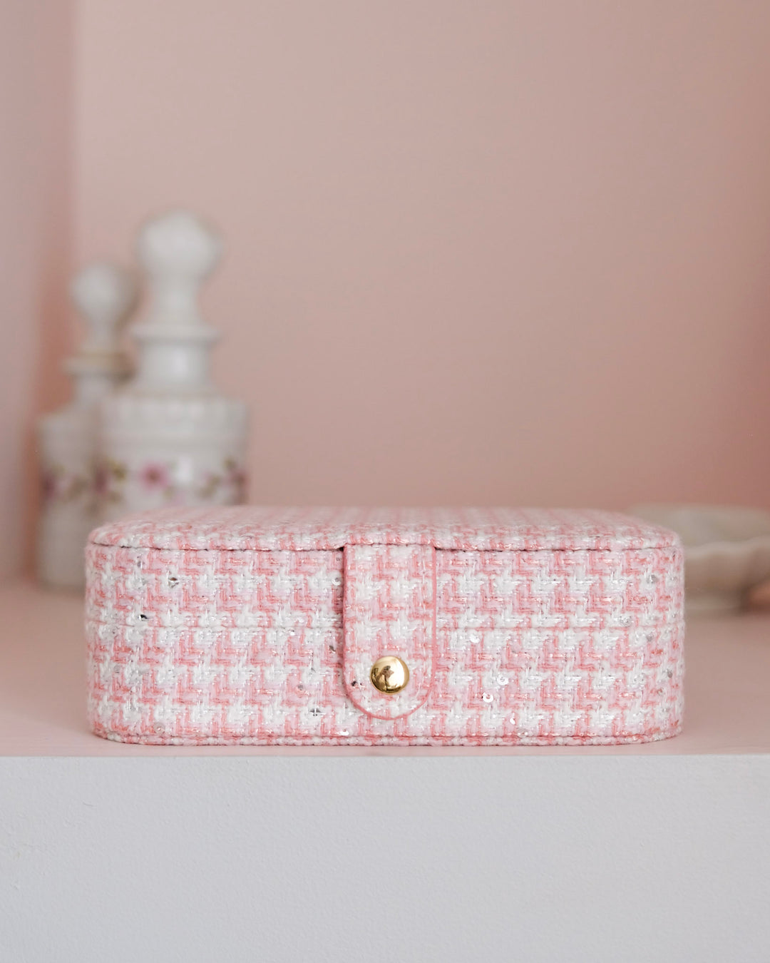 Boîte à bijoux de voyage Brigitte en pied-de-poule