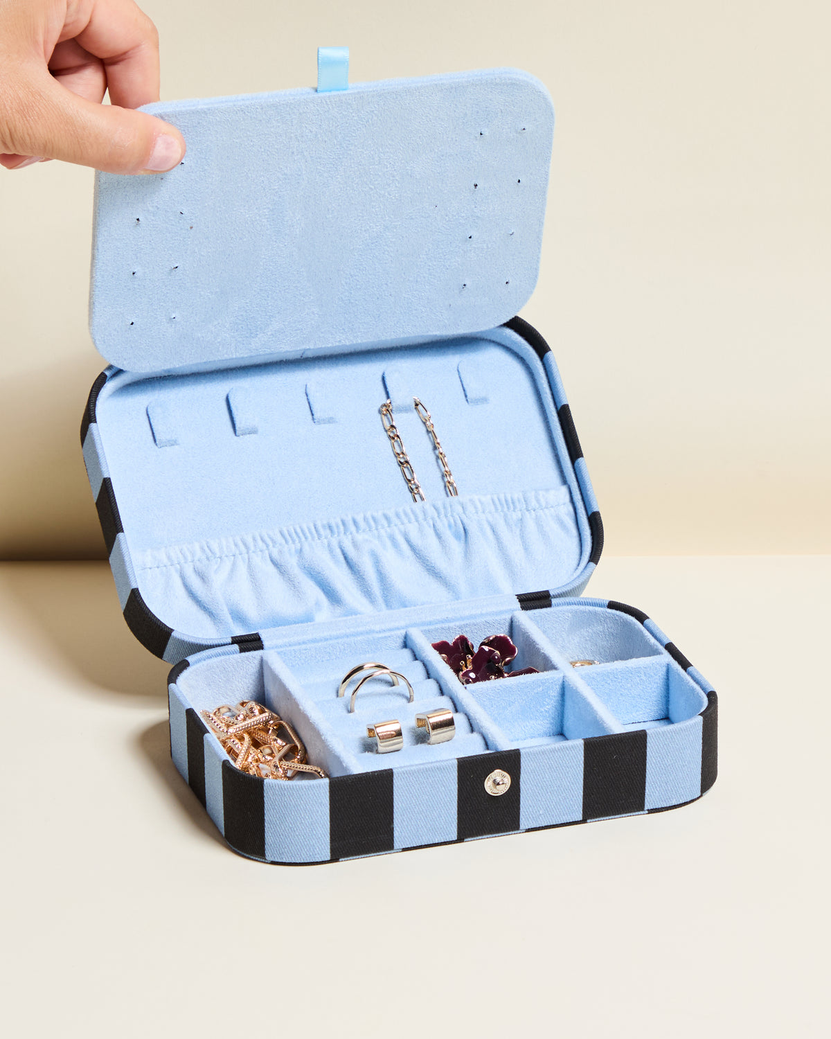 Boîte à bijoux de voyage Brigitte Rayures