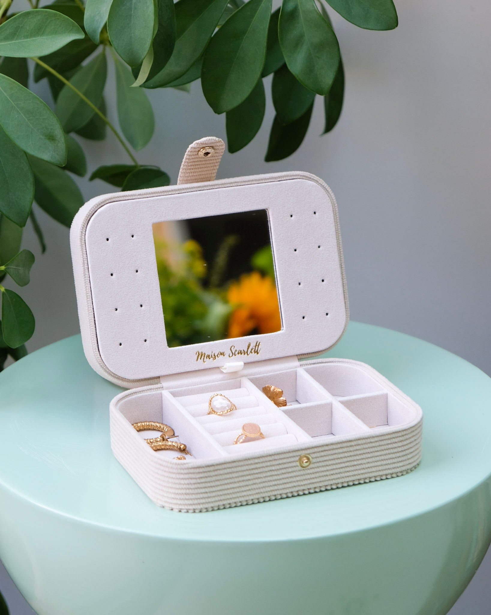 Brigitte corduroy travel jewelry box