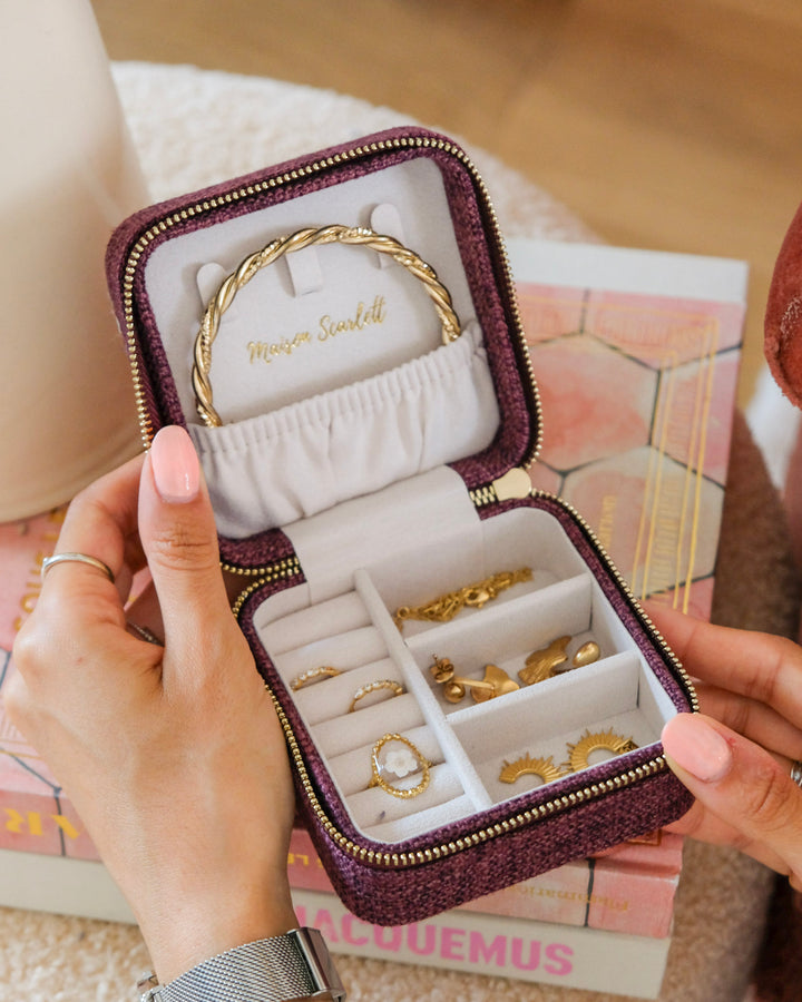 Boîte à bijoux de voyage Corinne effet lin