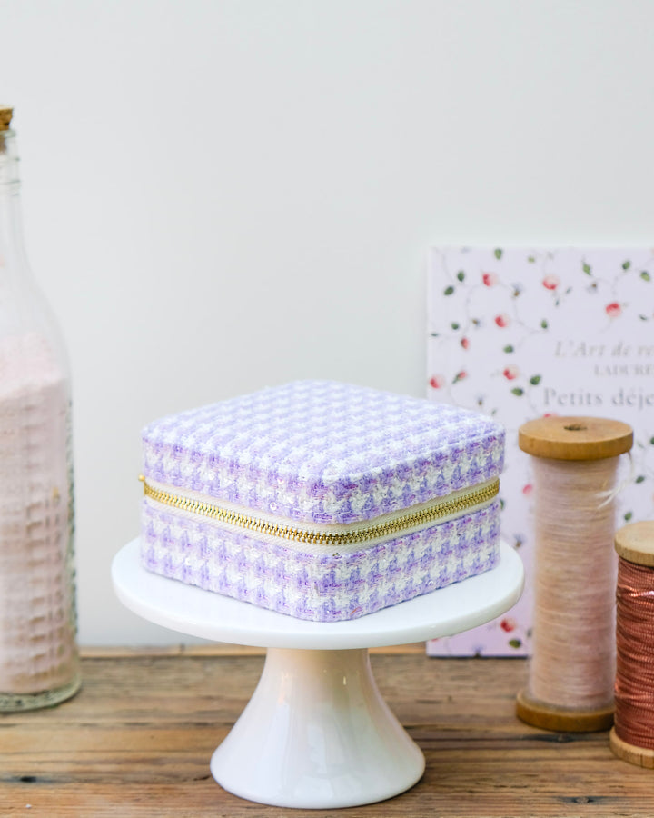 Boîte à bijoux de voyage Corinne en pied-de-poule