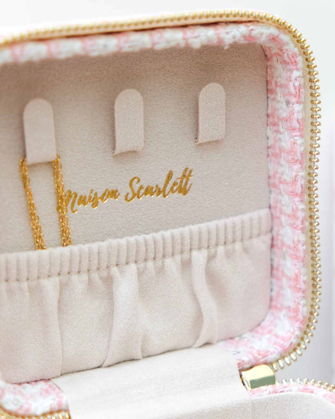 Boîte à bijoux de voyage Corinne en pied-de-poule