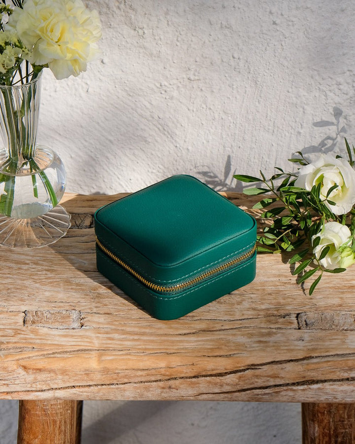 Corinne leather travel jewelry box