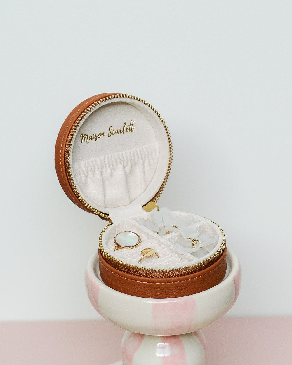 Yvonne PU leather travel jewelry box