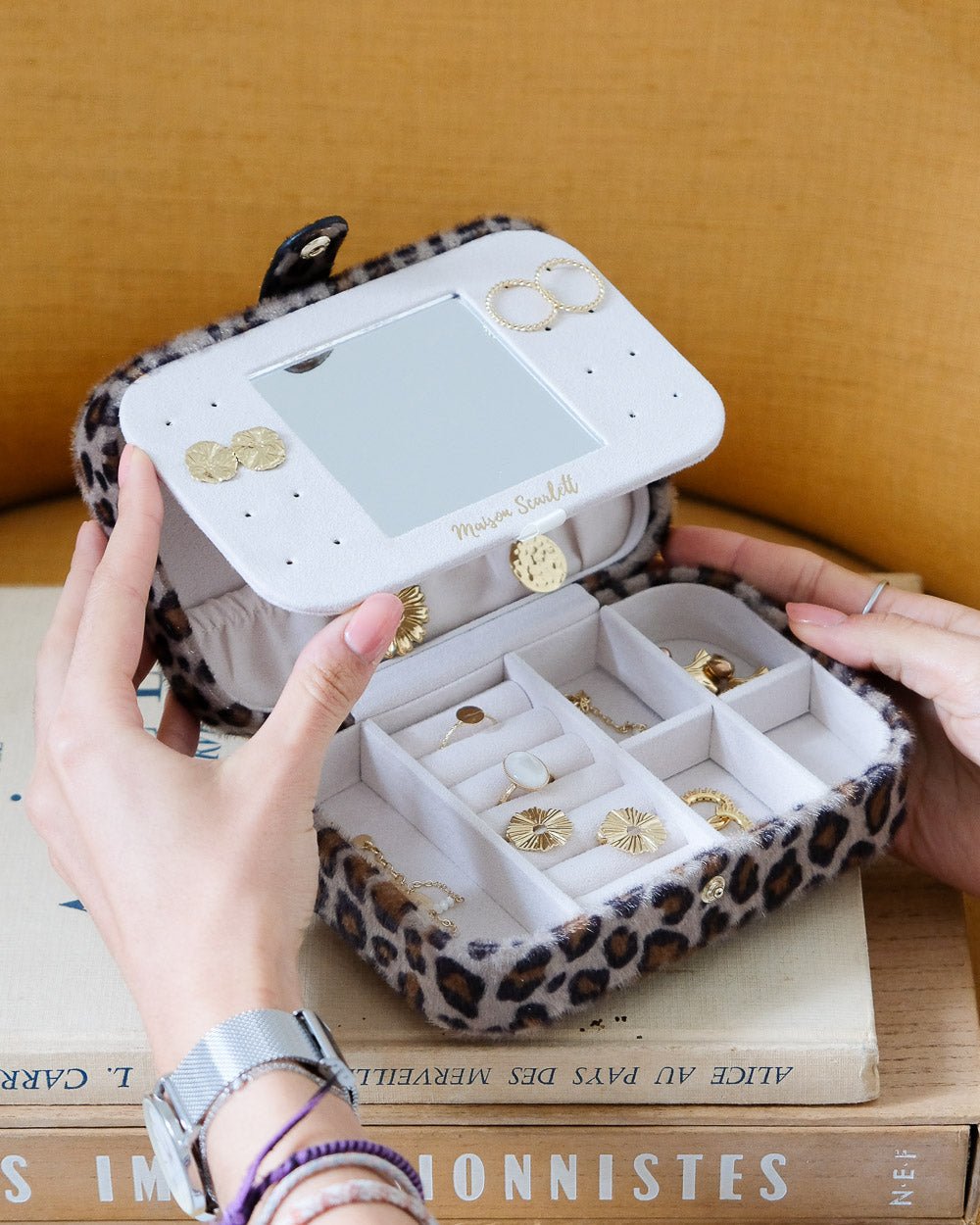 Brigitte leopard travel jewelry box