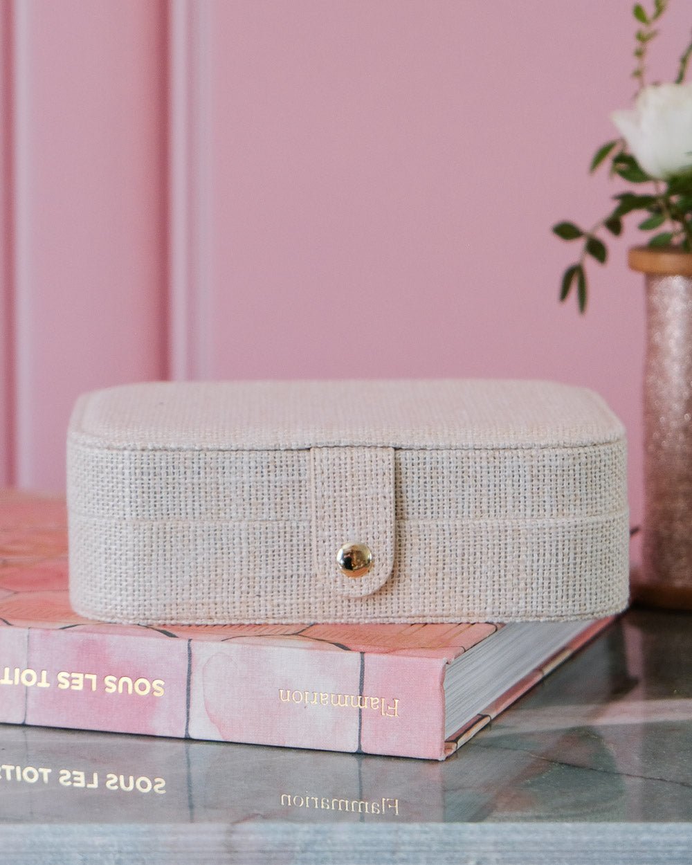 Brigitte linen effect travel jewelry box