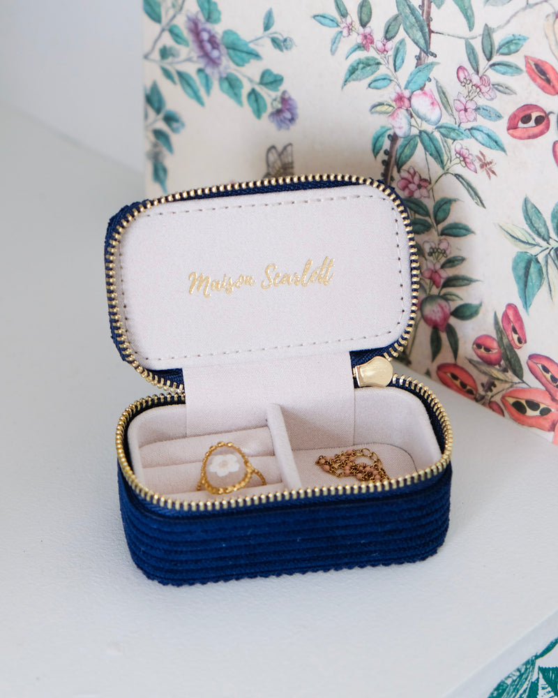 Marie corduroy mini travel jewelry box