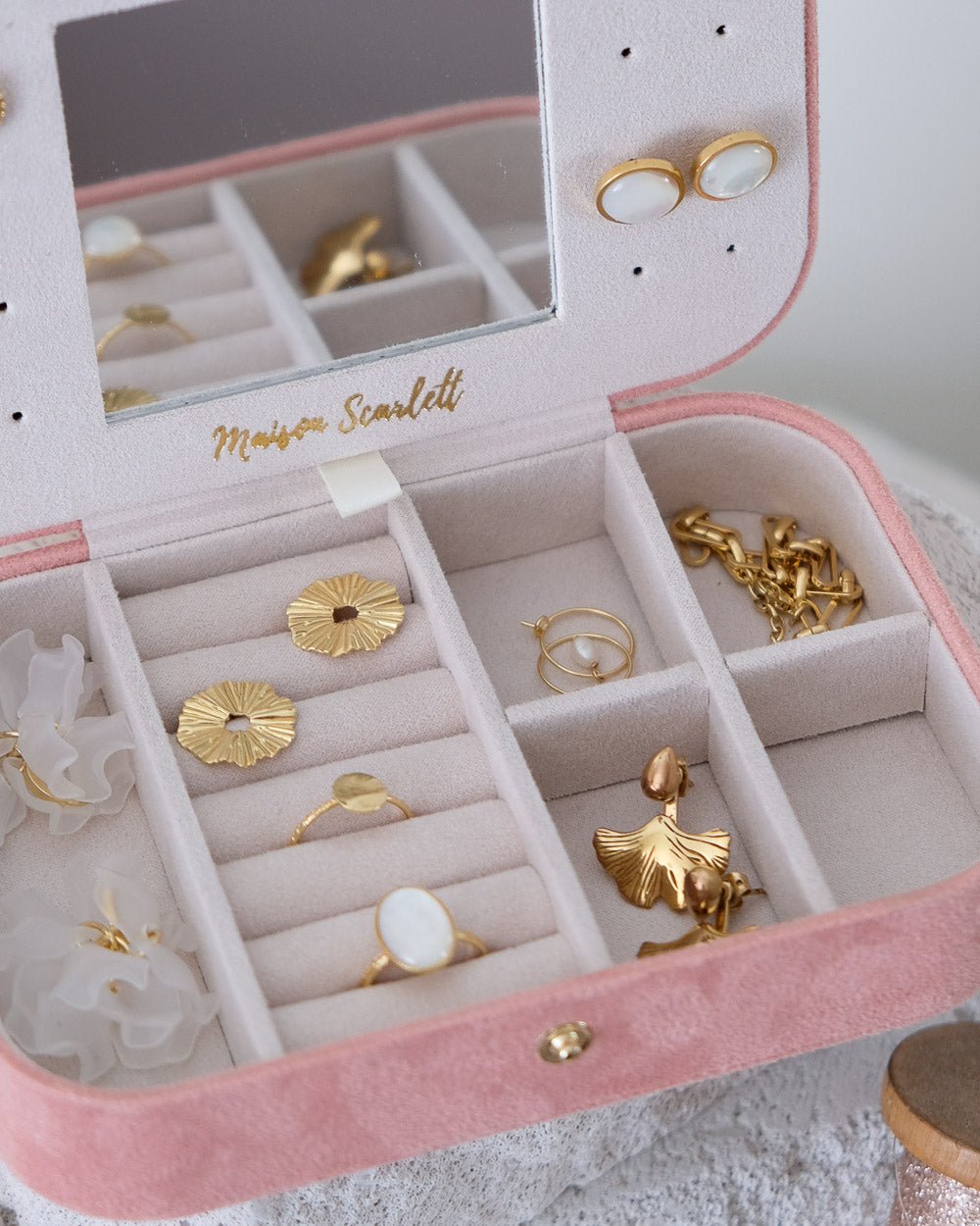Boîte à bijoux de voyage Brigitte en velours - outlet