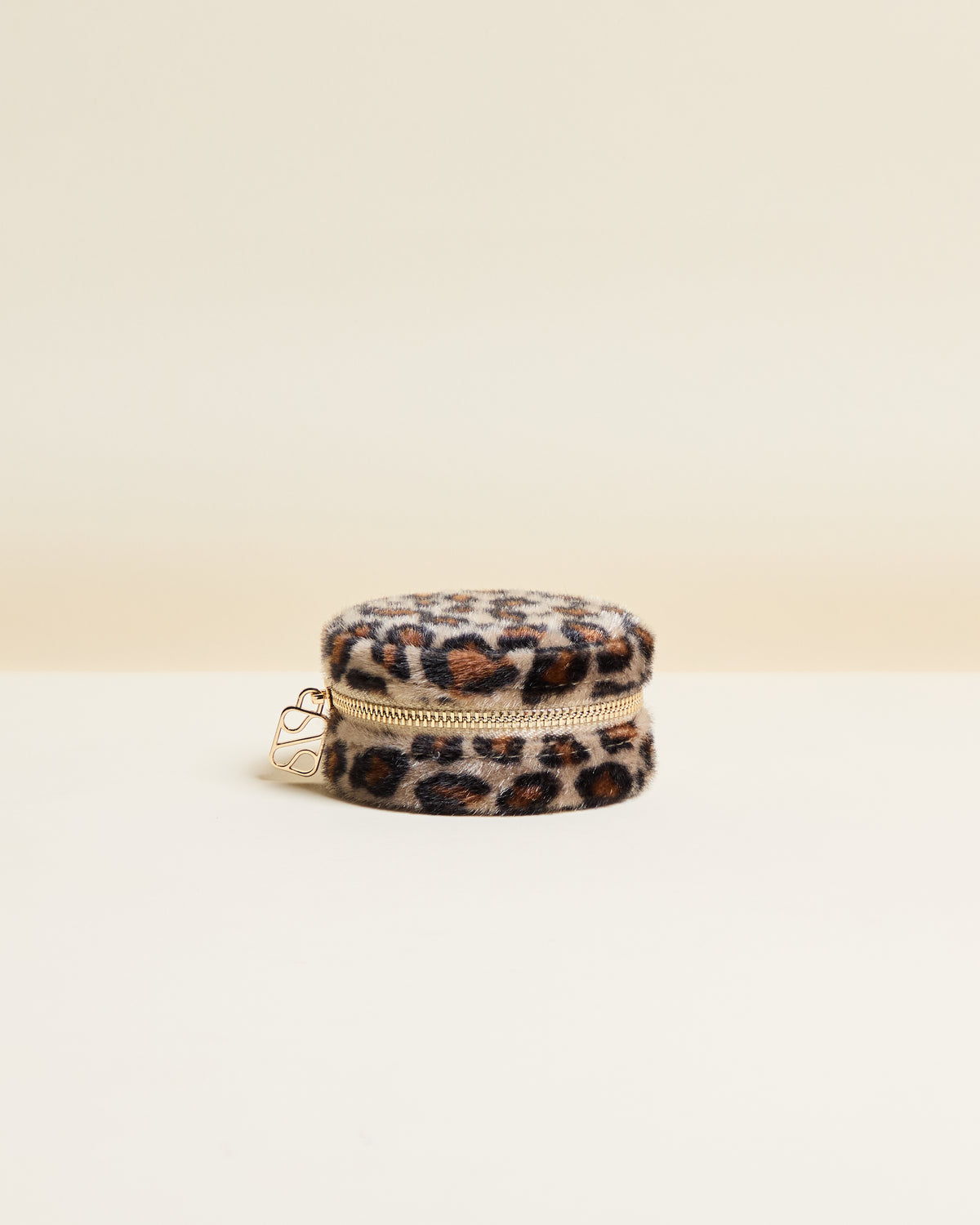 Boîte à bijoux de voyage Yvonne en velours léopard
