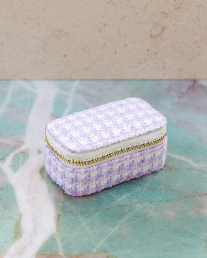 Mini boîte à bijoux de voyage Marie en pied-de-poule