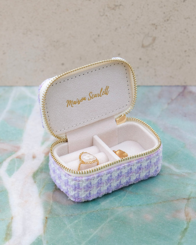 Marie houndstooth mini travel jewelry box