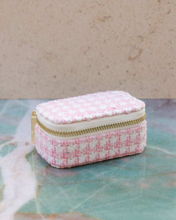 Mini boîte à bijoux de voyage Marie en pied-de-poule