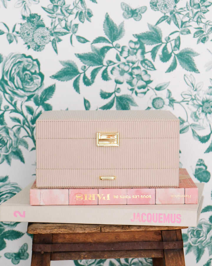 Boîte à bijoux Denise en velours côtelé