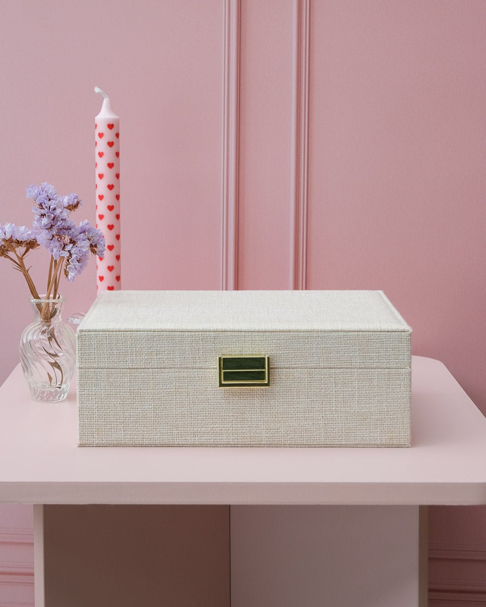 Louise linen effect jewelry box