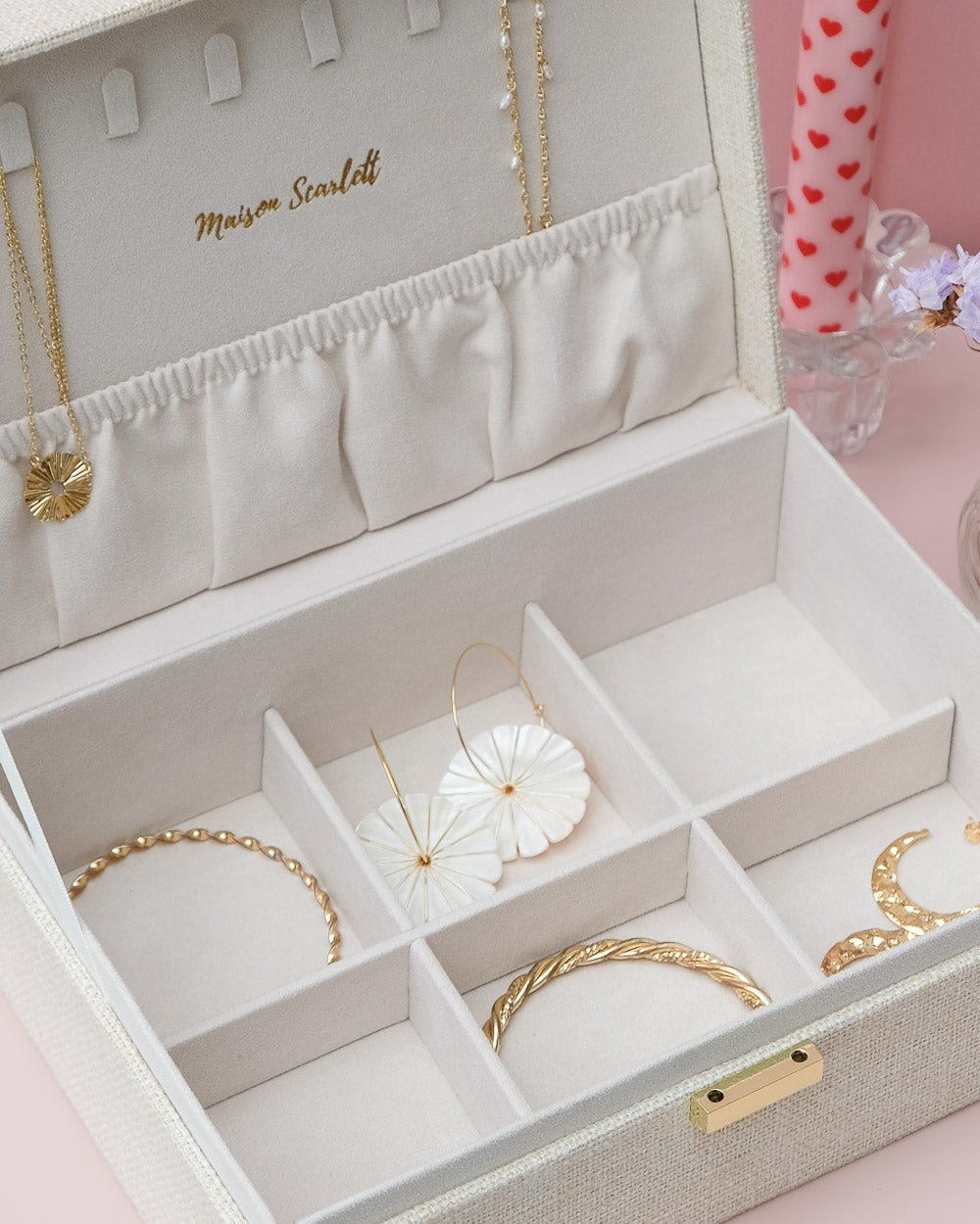 Louise linen effect jewelry box
