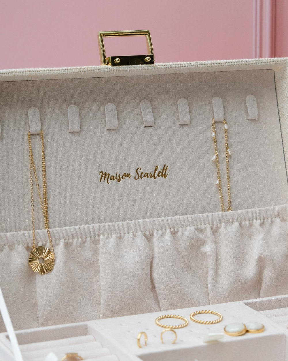 Louise linen effect jewelry box