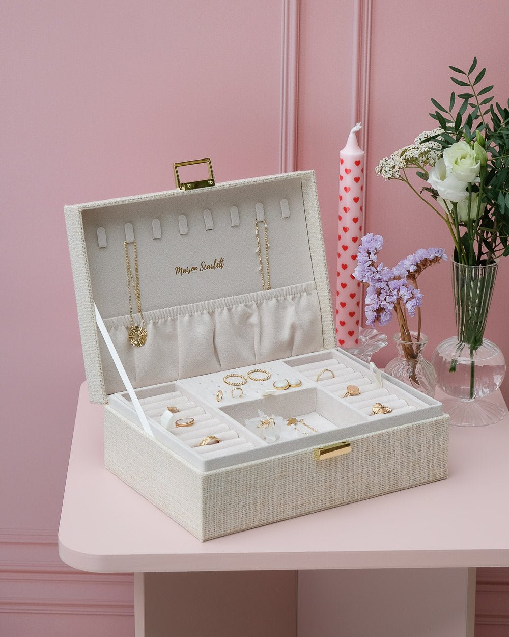Louise linen effect jewelry box