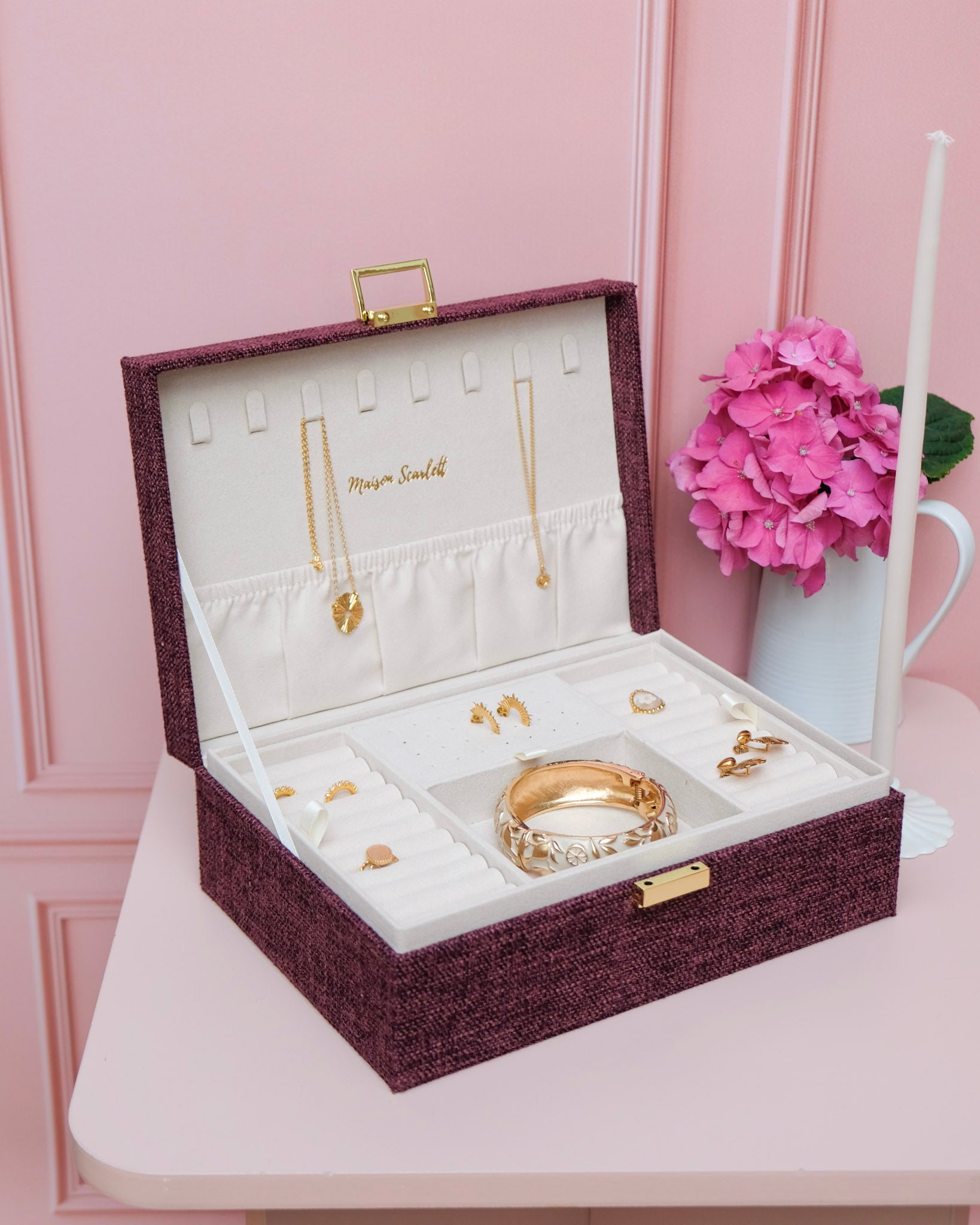 Louise linen effect jewelry box