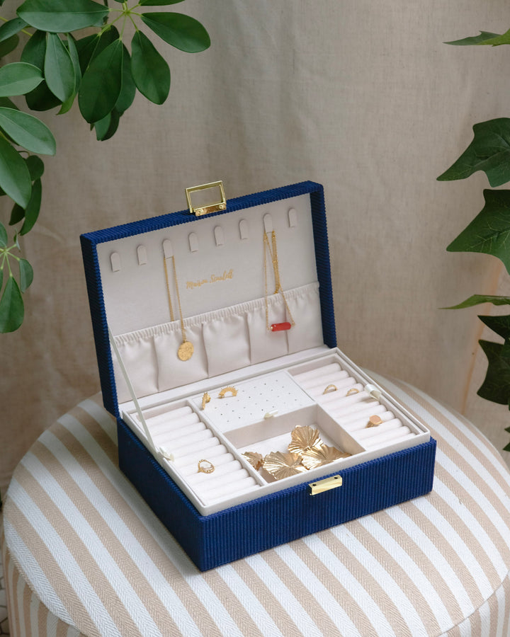 Boîte à bijoux Louise en velours côtelé