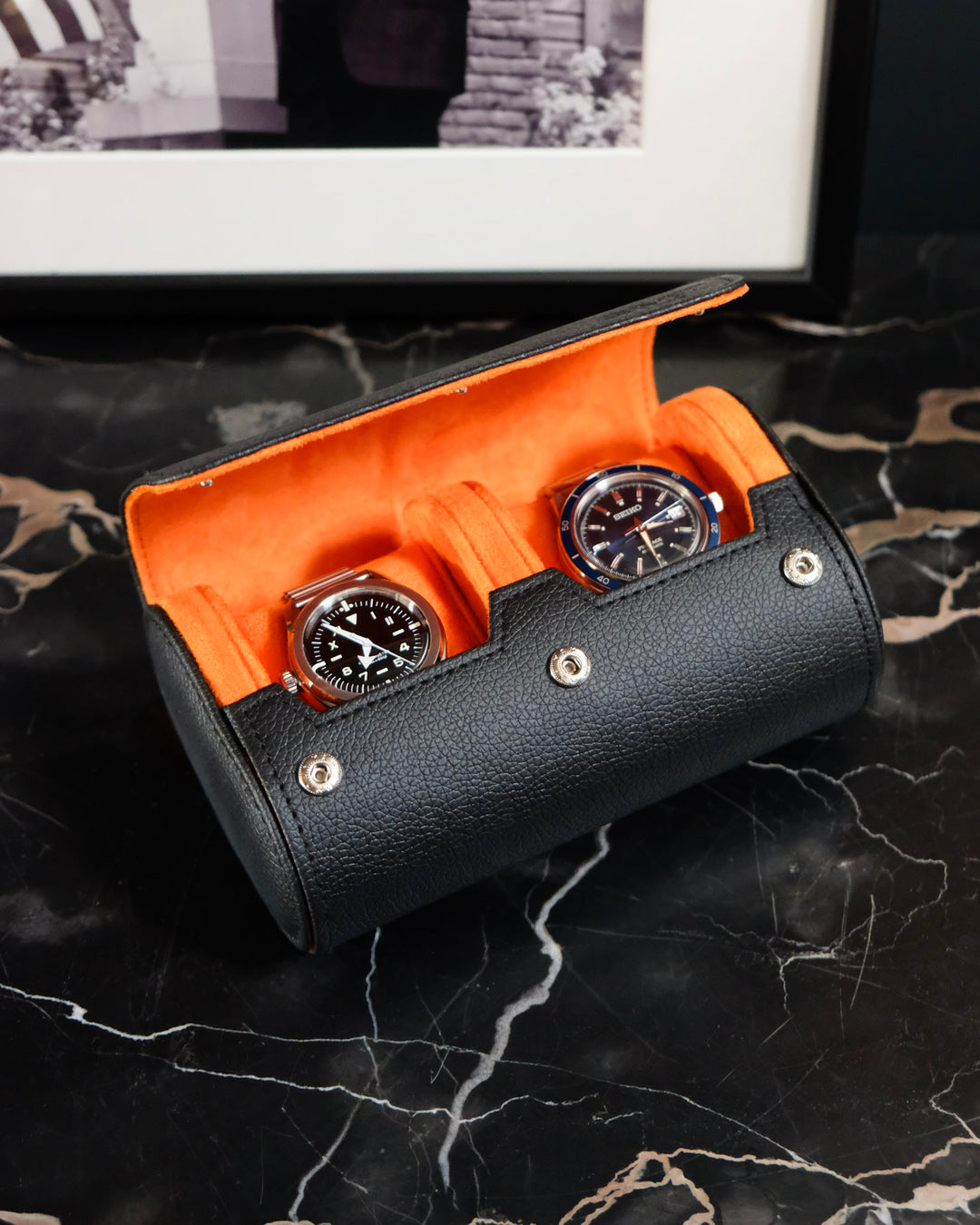 Lot de 2 boîtes de rangement en forme de cylindre pour montre Lot de 2 boîtes de rangement en forme de cylindre pour montre