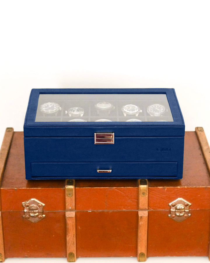 Boîte à montres Jean 10 emplacements + tiroir