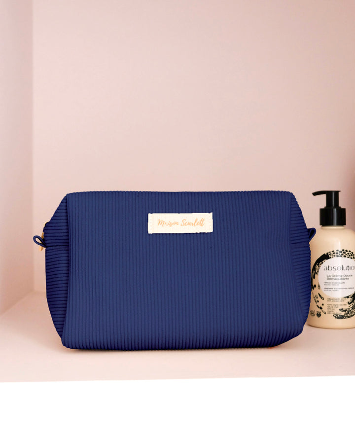 Trousse de toilette Charlotte en velours côtelé