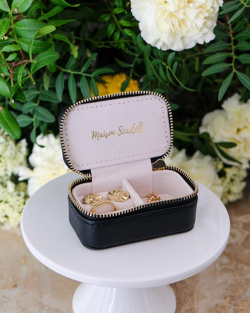 Marie PU leather mini travel jewelry box