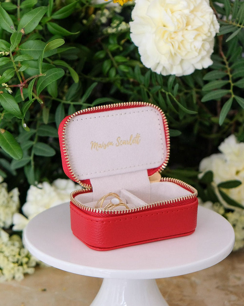 Marie PU leather mini travel jewelry box