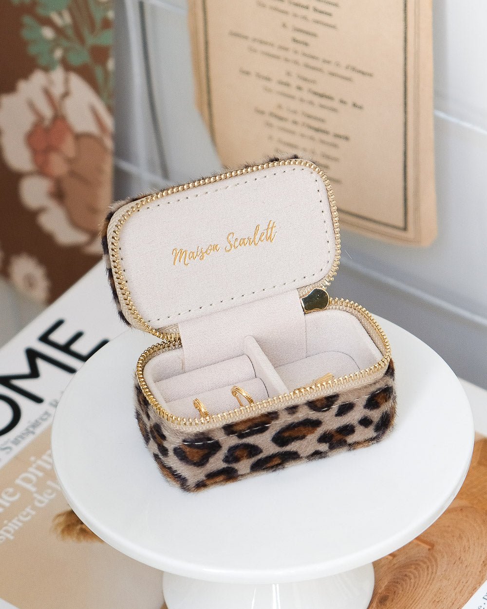 Mini Boîte à Bijoux de Voyage en Léopard Marie – Maison Scarlett