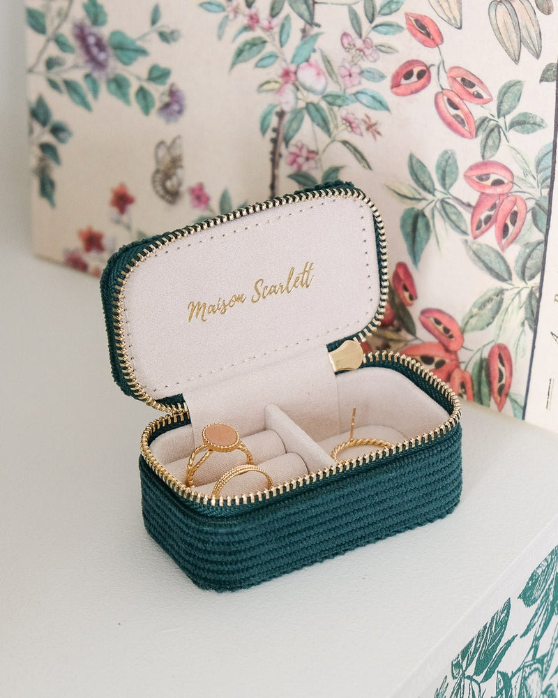 Marie corduroy mini travel jewelry box