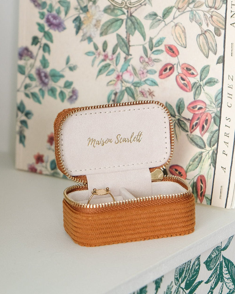 Marie corduroy mini travel jewelry box