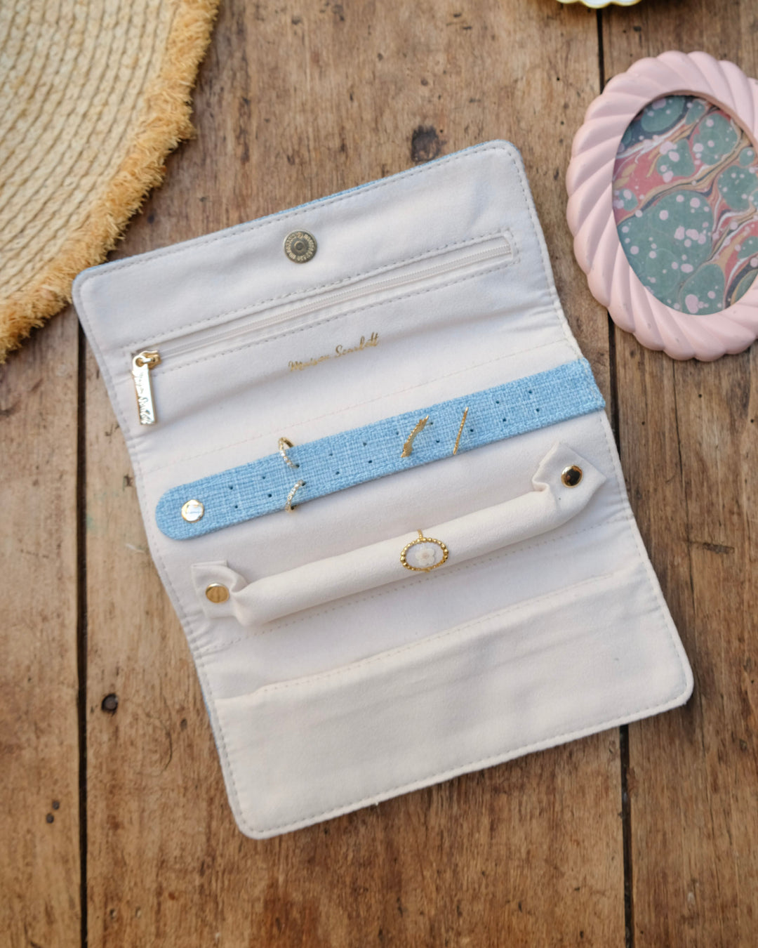 Pochette à bijoux Catherine effet lin