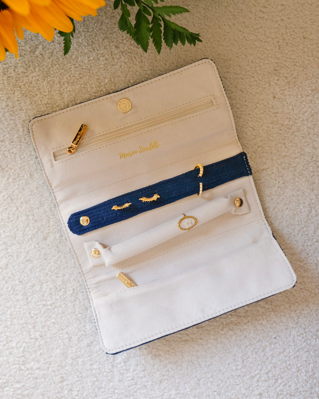 Pochette à bijoux Catherine en velours côtelé